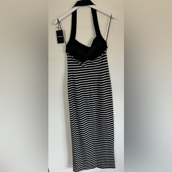 Revolve Nicholas Jane Black and White Striped Halter Dress - Picture 5 of 11